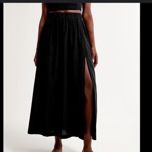 Abercrombie & Fitch Black Linen Blend Maxi Skirt